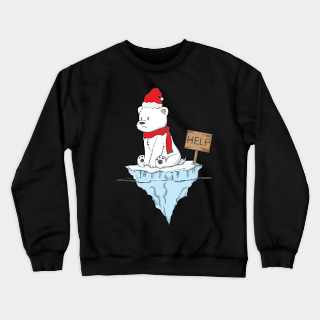 Polar bear needs help on ice floe Crewneck Sweatshirt by dieEinsteiger